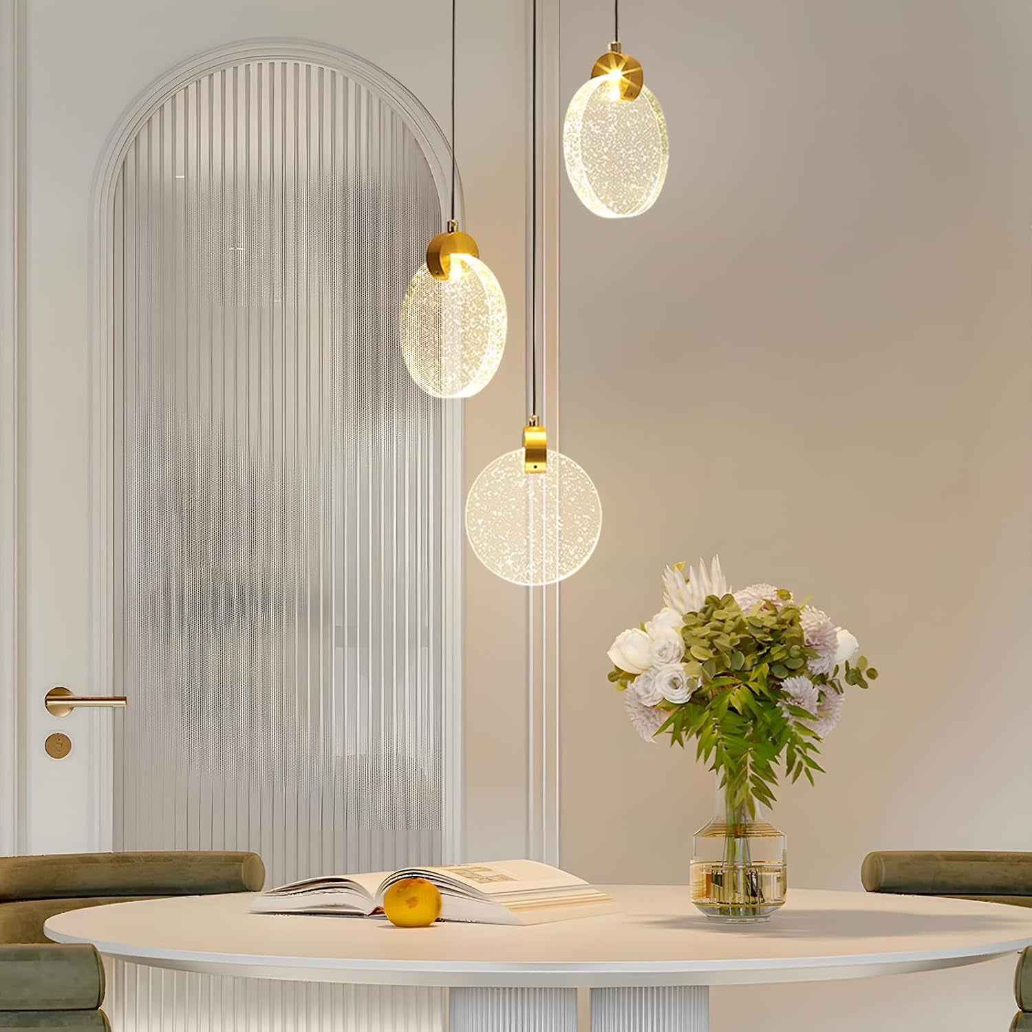Plafonnier Led, Luminaires Intérieur En Cristal, Lumiere Plafond En Or, Lustre Salon Moderne Chambre À Coucher Îlot De Cuisine Escalier Couloir (3 Lumières, Lumière Chaude)