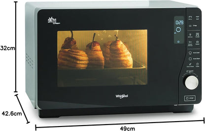 Whirlpool MWF 427 SL Four À Micro-Ondes Extra Space + Grill, 25 Litres, Argent, Avec Steamer, Grille Haute Et Plate Crisp + Poignée, 800 + 1000 W