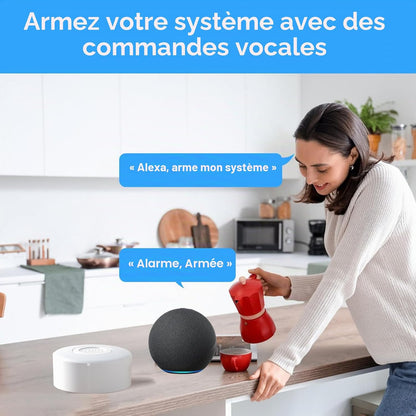 Alarme Maison Sans Fil Intelligent Wifi - Alarme De Porte, 1 Alarme Avec Sirène, 5 Capteurs De Fenêtre Et De Porte, 2 Télécommande, Compatible Avec Alexa, Google Assistant | Notifications via L’Application Sans Abonnement, Contrôle À Distance, Installatio