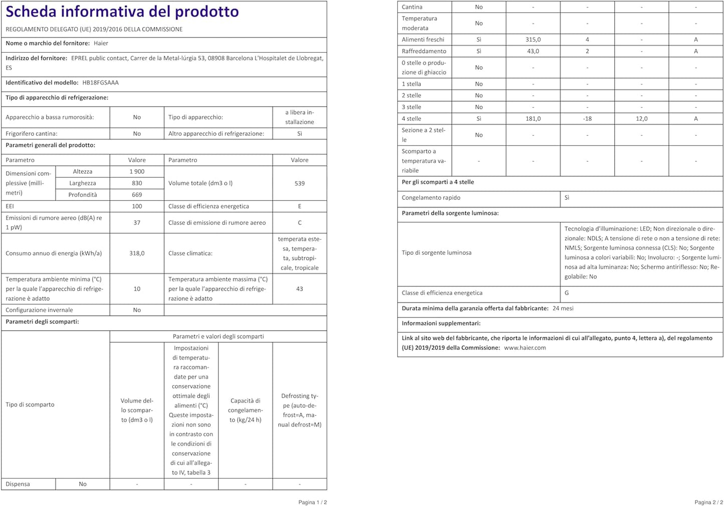 - Refrigerateurs Multiportes  HB 18 FGSAAA - HB 18 FGSAAA
