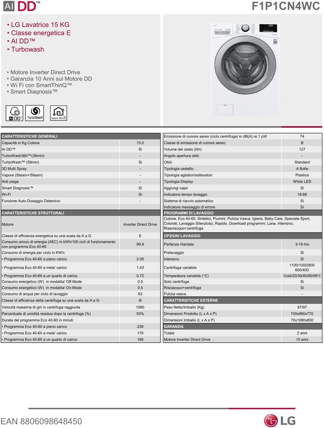 LAVAT 15KG E Turbo Inverter 1100GI