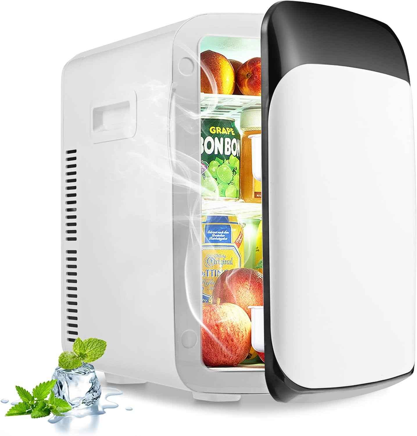 Mini Réfrigérateur 15L Portable -3 ℃ ~ 50 ℃ Pour Utilisation Ménager Automobile, Mini Frigo Réfrigerateur 1 Porte Avec Refroidissement Chauffage Pour Toutes Saisons (Blanc)