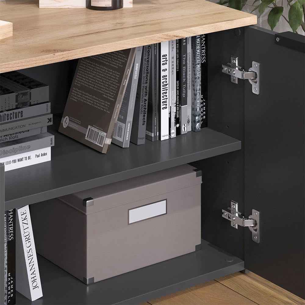 Sideboard Wido, Anthracite, 80X50Cm | Avec 2 Portes, Convient Pour Le Rangement Des Vêtements Et Des Articles Ménagers