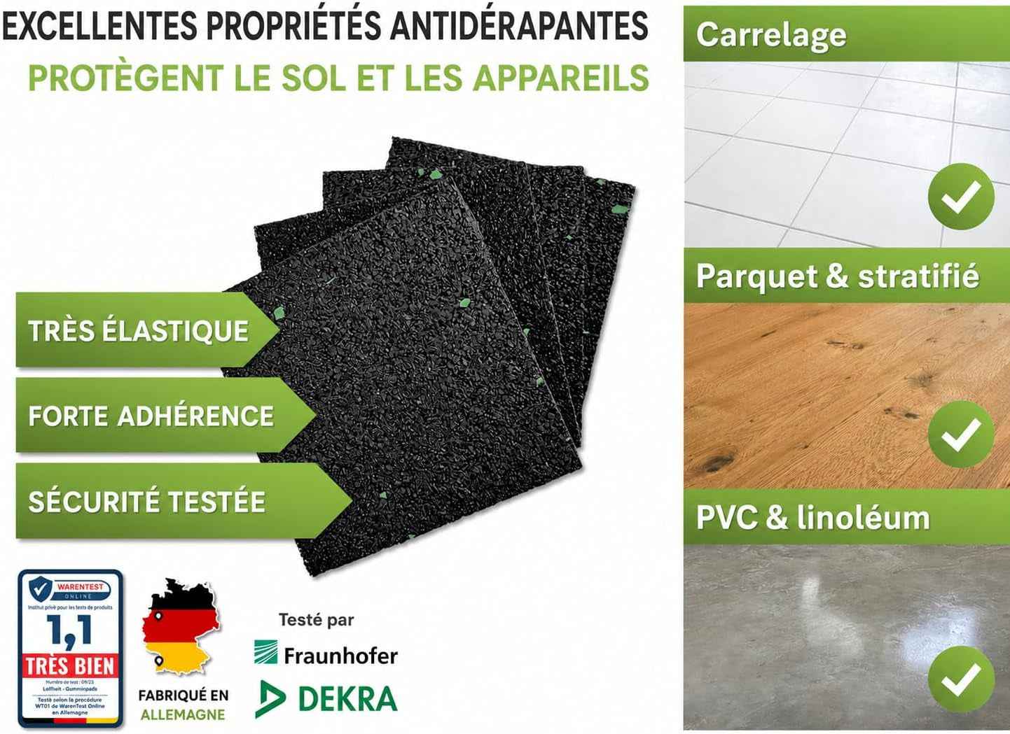 Tapis anti Vibration Machine À Laver Et Pieds Antivibrants | Stabilisateur Machine À Laver | Réduit Bruit Et Vibrations | Patins Antidérapants Haute Qualité | Lot De 4 Pièces