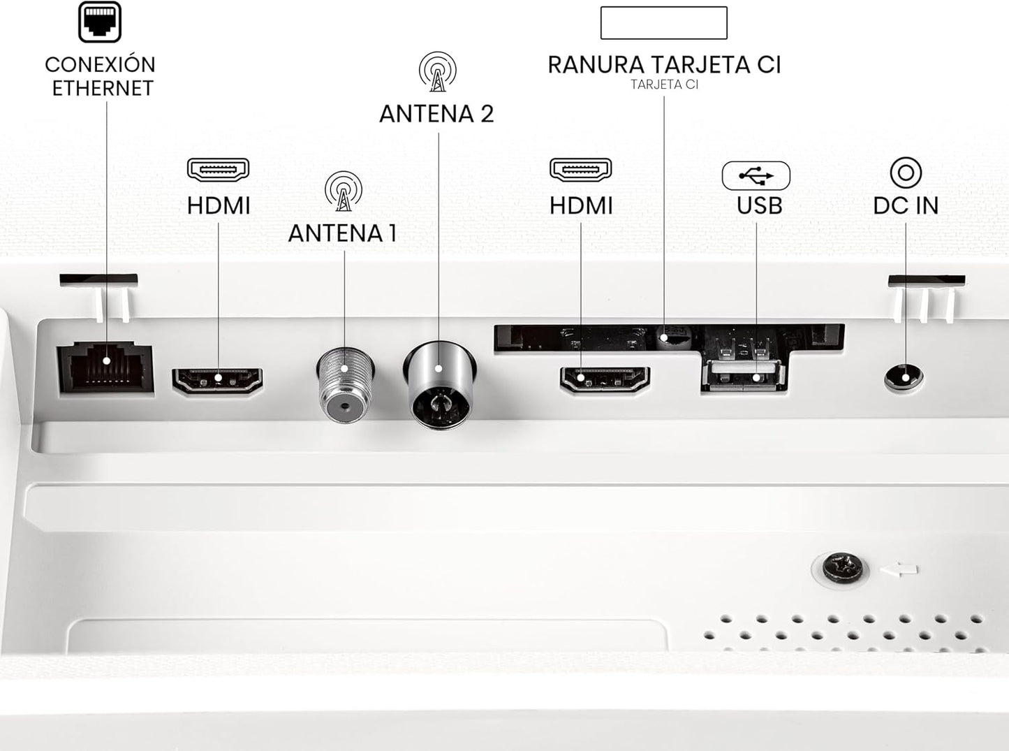 Hisense 32S5Q Smart TV QLED 32" (80 Cm) 2025 Full HD | Dolby Atmos | Pied Central | Finition Blanc Morandi | VIDAA U9