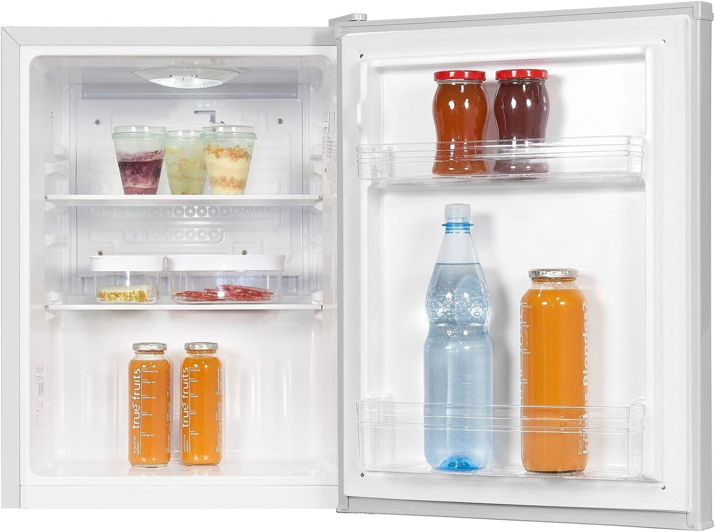Exquisit KB60-V-090E Mini Standkühlschrank, 45 Cm Breit, 52L, LED Beleuchtung, Temperaturregelung, Grau