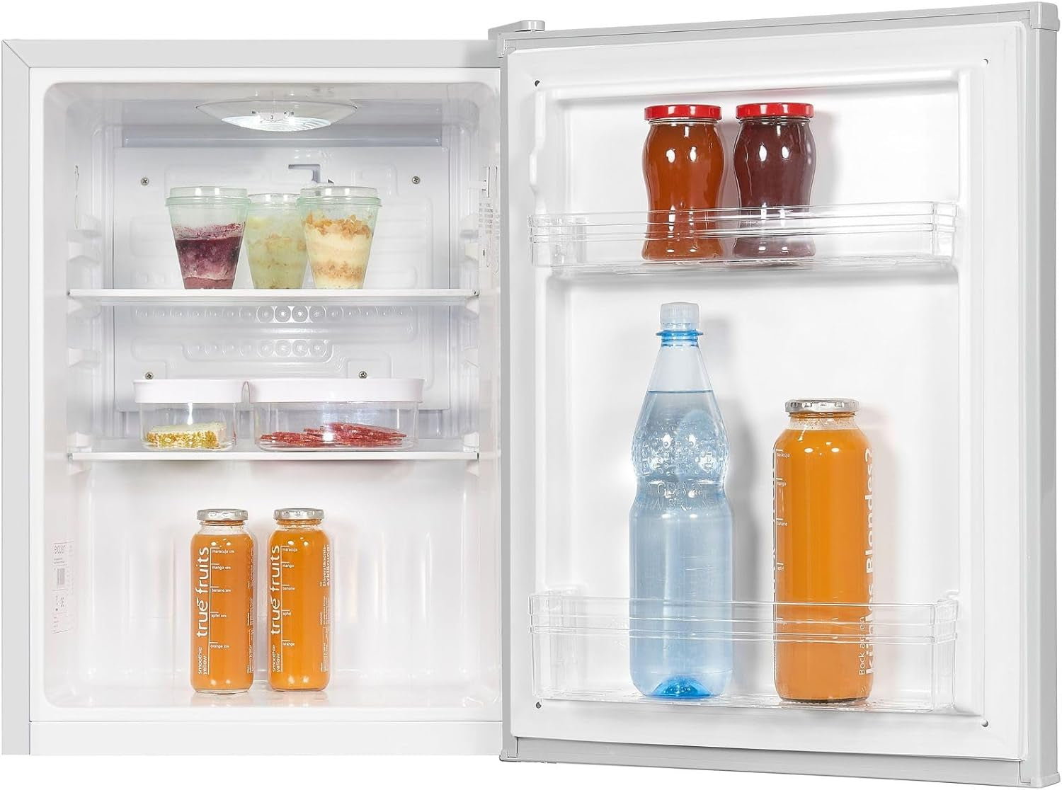 Exquisit KB60-V-090E Mini Standkühlschrank, 45 Cm Breit, 52L, LED Beleuchtung, Temperaturregelung, Grau