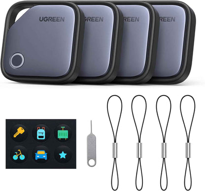 Finetrack Finder Tag Traceur Ios Uniquement Lot De 4 | 2 Ans Batterie, Localisateur D'Objets Bluetooth, Pour Clés Valises Portefeuilles Wallet Bagages Sacs