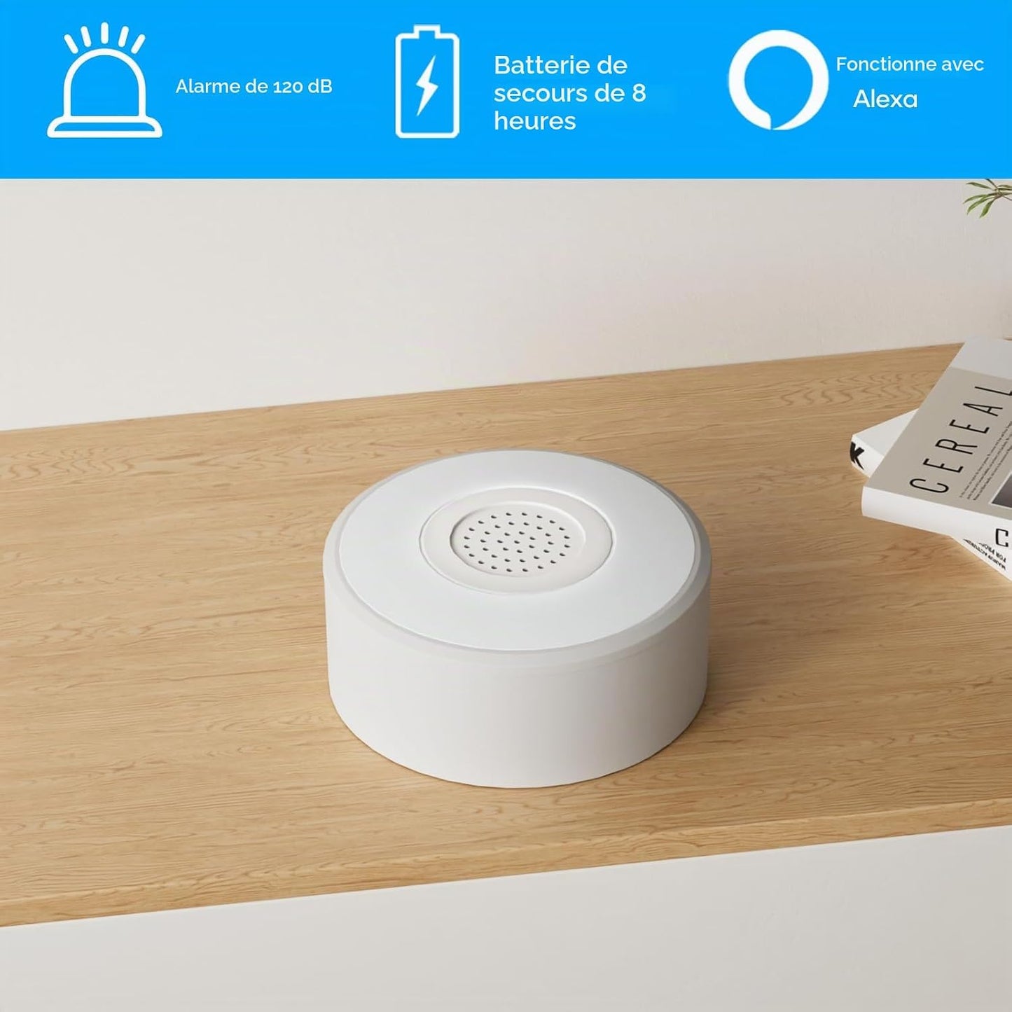 Alarme Maison Sans Fil Intelligent Wifi - Alarme De Porte, 1 Alarme Avec Sirène, 5 Capteurs De Fenêtre Et De Porte, 2 Télécommande, Compatible Avec Alexa, Google Assistant | Notifications via L’Application Sans Abonnement, Contrôle À Distance, Installatio