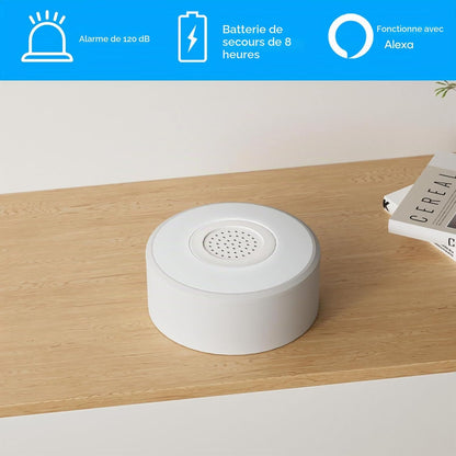 Alarme Maison Sans Fil Intelligent Wifi - Alarme De Porte, 1 Alarme Avec Sirène, 5 Capteurs De Fenêtre Et De Porte, 2 Télécommande, Compatible Avec Alexa, Google Assistant | Notifications via L’Application Sans Abonnement, Contrôle À Distance, Installatio