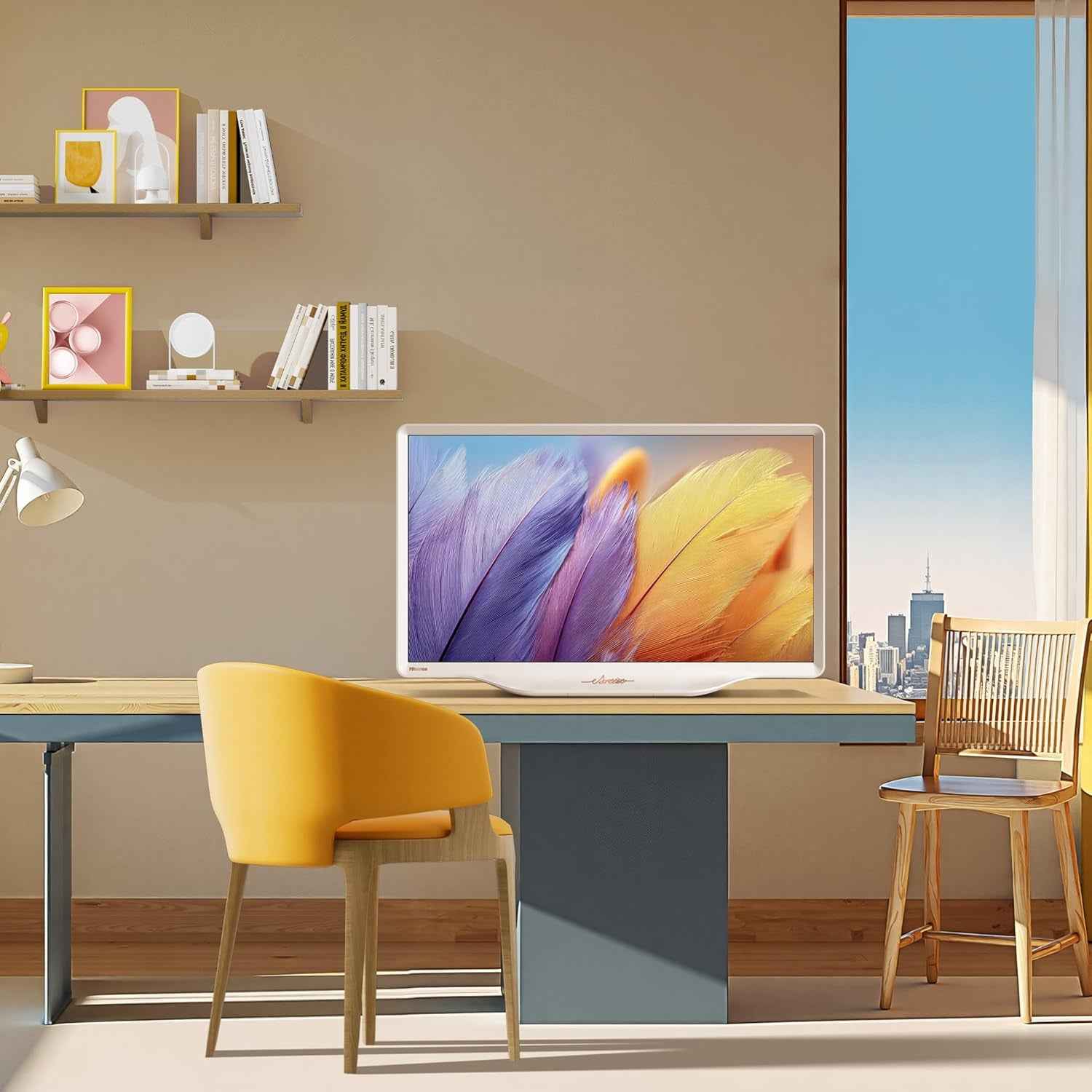 Hisense 32S5Q Smart TV QLED 32" (80 Cm) 2025 Full HD | Dolby Atmos | Pied Central | Finition Blanc Morandi | VIDAA U9