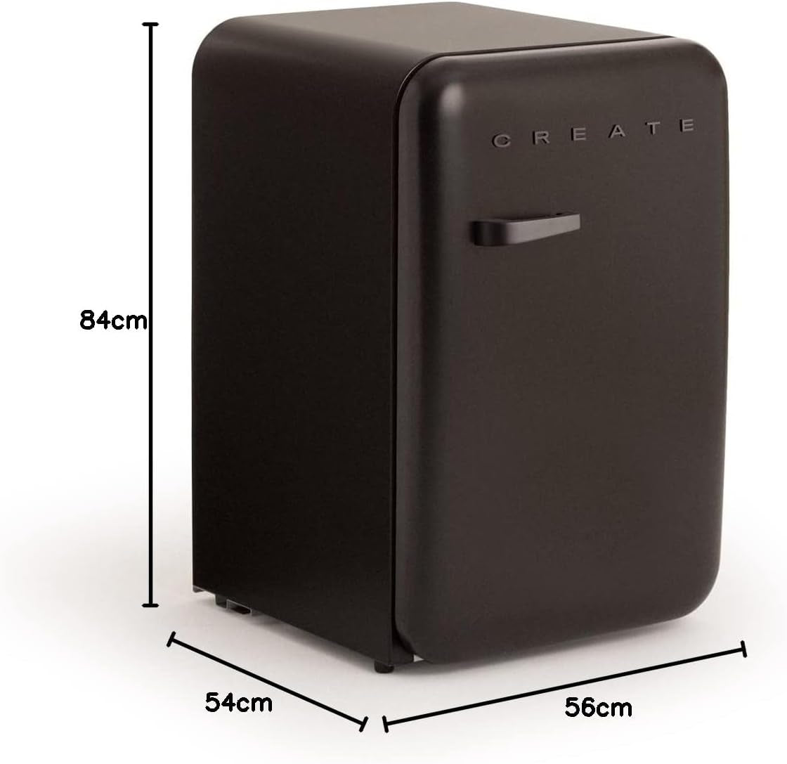 / RETRO FRIDGE 83.5 Black/Réfrigérateur Noir Avec Poignée Noire/Pratique Et Fonctionnel, Matériaux Résistants