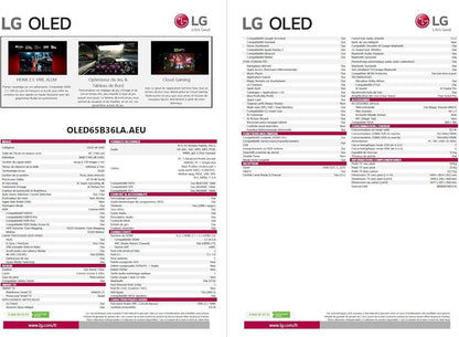 LG TV OLED 2023 | OLED65B3 | 65'' (164 Cm) | OLED | Processeur Α7 AI Gen6 4K, Gris Foncé/Noir