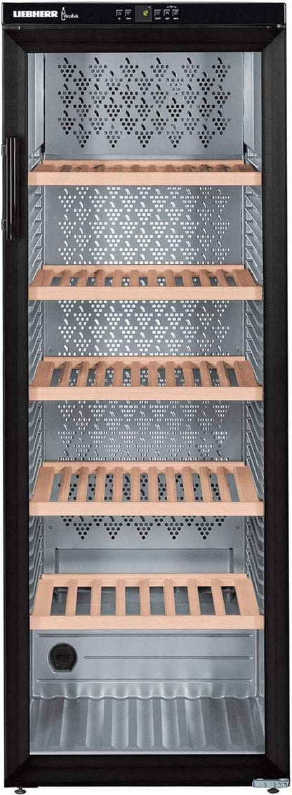 Cave De Vieillissement  WKB4212 - Cave De Vieillissement- Capacité : 200 Bouteilles - Air Brassé - Humide - Noir - Porte Vitrée - 6 Clayettes Bois - Classe A