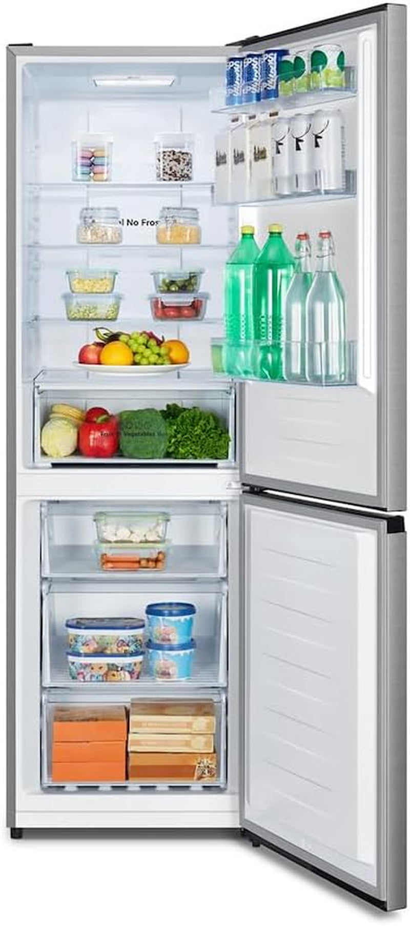 Hisense RB390N4CCD1 Réfrigérateur Combiné Total No Frost, Inox, 1,86 X 60 Cm, Classe D, 304L