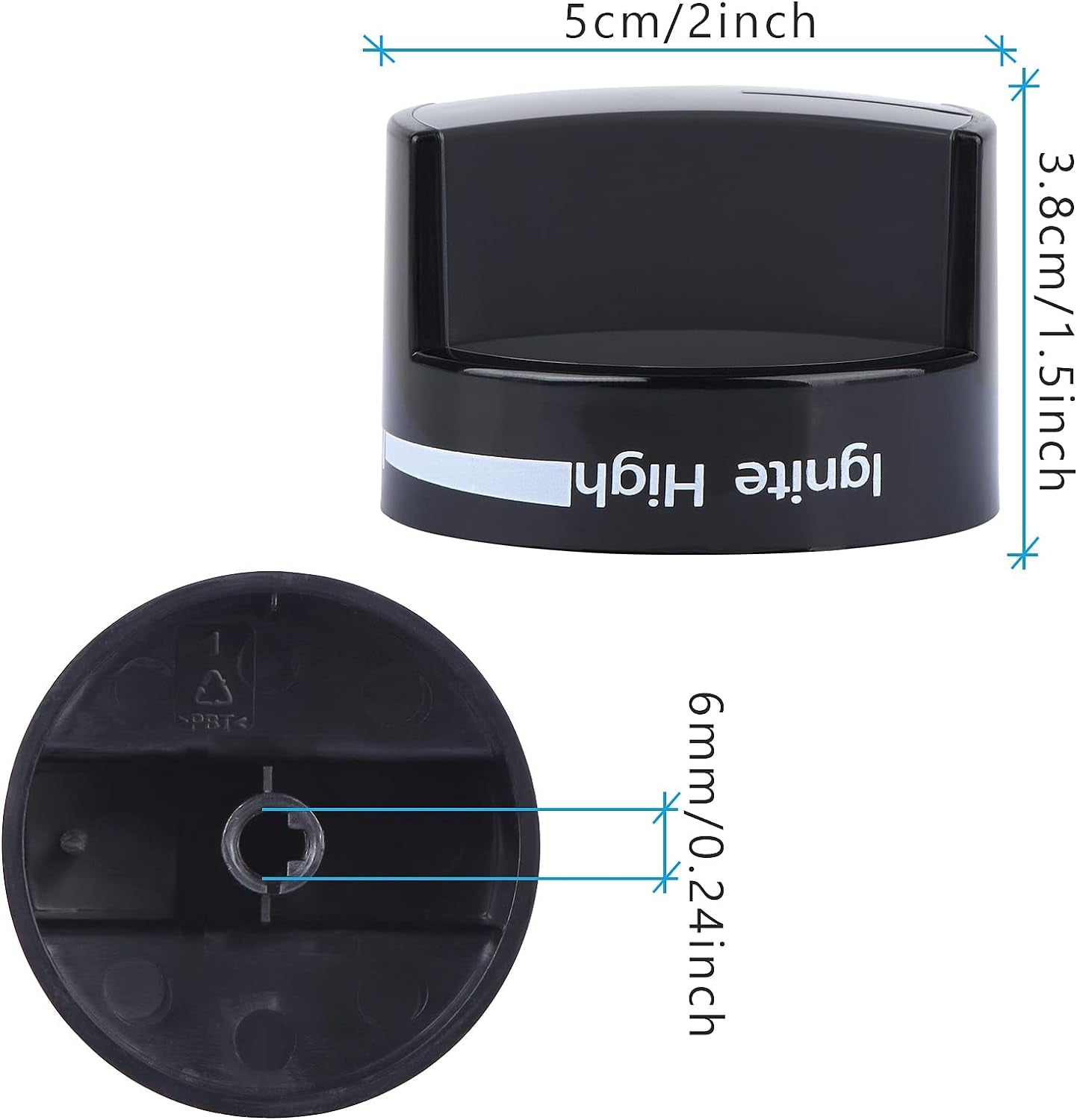 Whirlpool W10339442 Boutons De Contrôle De Brûleur De Surface De Cuisson Noirs De Remplacement Compatibles Avec Cuisinière/Four Whirlpool À Gaz, Remplace WPW10339442 PS11753188 (1 Pièce)