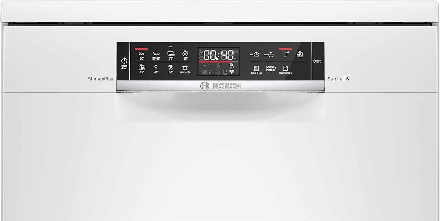 SMS6ECW93E - Série 6 - Lave-Vaisselle Pose-Libre - Home Connect - 13 Couverts - Silence plus 40 Db - Blanc