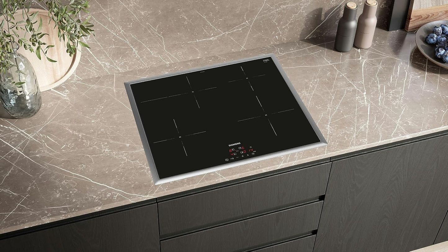 Siemens EH645BFB6E Stiftung Warentest Testsieger*, Iq300, Plaque De Cuisson À Induction, 60 Cm, Noir, Avec Cadre, Touchcontrol, Powerboost, Minuterie, Sécurité Enfant