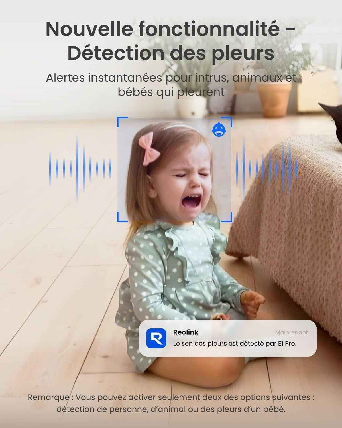 3K 5MP Caméra Surveillance Wifi Intérieure 360° PT, E1 Pro | Suivi Automatique, Détéction De Personne/Animal/Pleurs De Bébé, Wi-Fi 2,4/5 Ghz, Vision Nocturne, Audio Bidirectionnel.