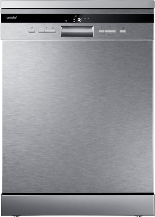 Lave-Vaisselle Pose Libre ' FD1435E-X Pour 14 Couverts, Grand Format, 44 Db, Grand Écran LED, Départ Différé, Fonctionnalité Demi-Charge, Supports Flexibles, Acier Inoxydable