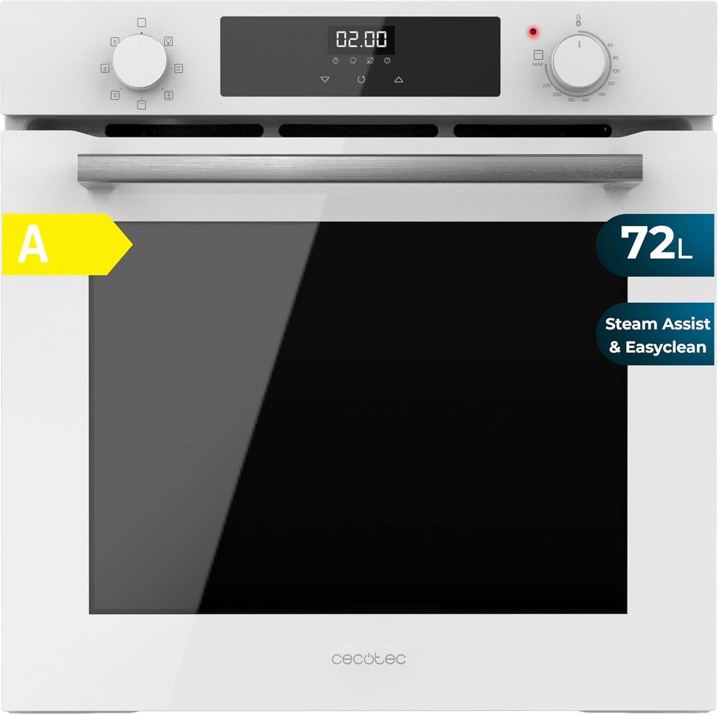Four Intégrable 60 Cm Bolero Hexa M226000 Verre Blanc A. 2800 W, 72 L, 7 Fonctions, Mode Grill, Fan Assisted Grill, Mode Convection, Defrost, Steam Base X2, Steam Easyclean, Steam Assist