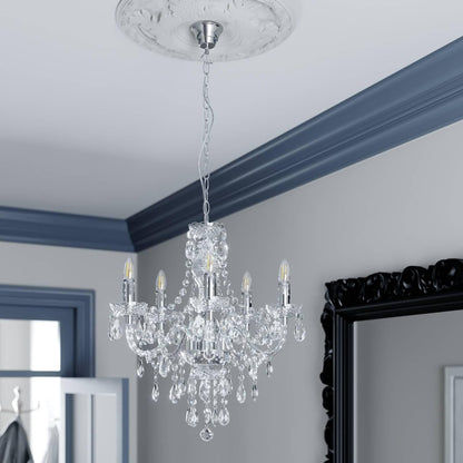 Lustre Merida À Intensité Variable (Antique, Classic) En Transparent E. A. Pour Salon & Salle Manger (À 5 Lampes E14) Suspension Suspension Lustre Lampe Plafonnier