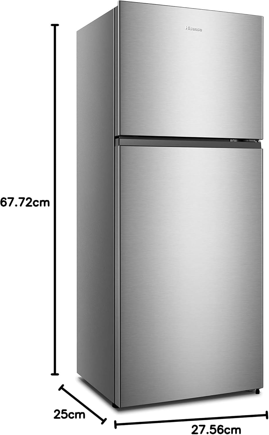 Hisense RT488N4DC2 Réfrigérateur Double Porte Libre Installation Total No Frost, Système De Ventilation Multi Air Flow, Largeur 70 Cm, Couleur Inox, Capacité Nette 375 L
