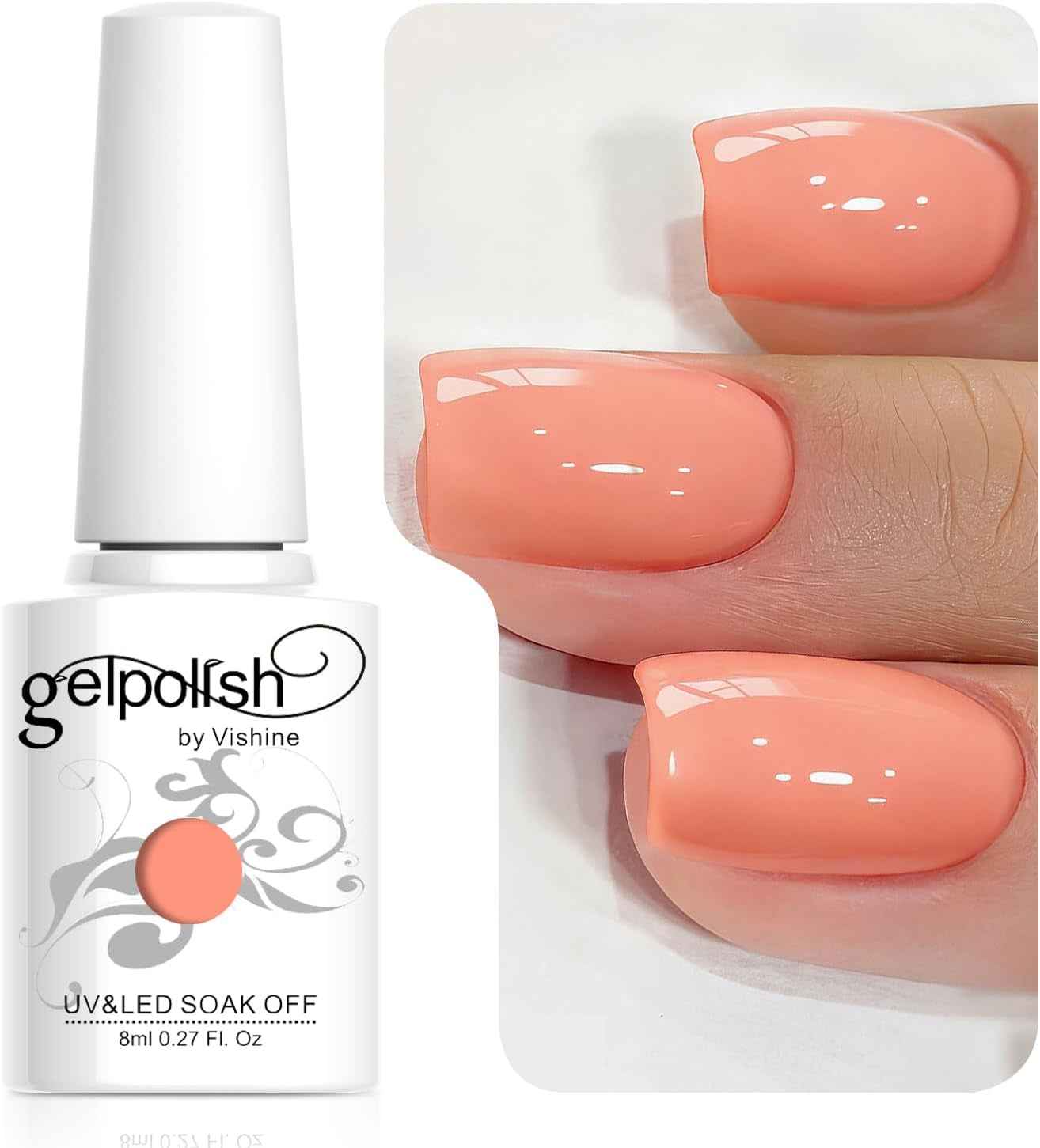 8Ml Vernis À Ongles Gel Semi Permanent UV LED Aux 298 Couleurs Divers Pour Nail Art Manucures Corail #121