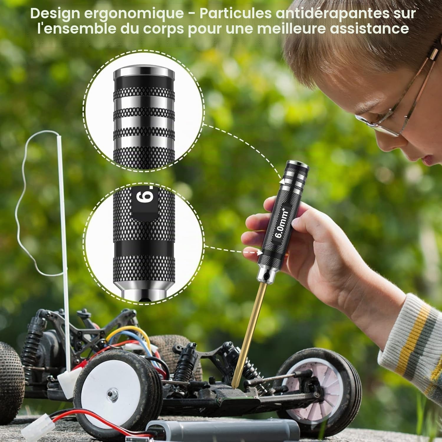 Kit D'Outils Pour Voiture Télécommandée – 16 Pièces Comprenant Des Outils Plats Et Phillips, Hexagonaux En Acier Titane, Avec Sac De Rangement