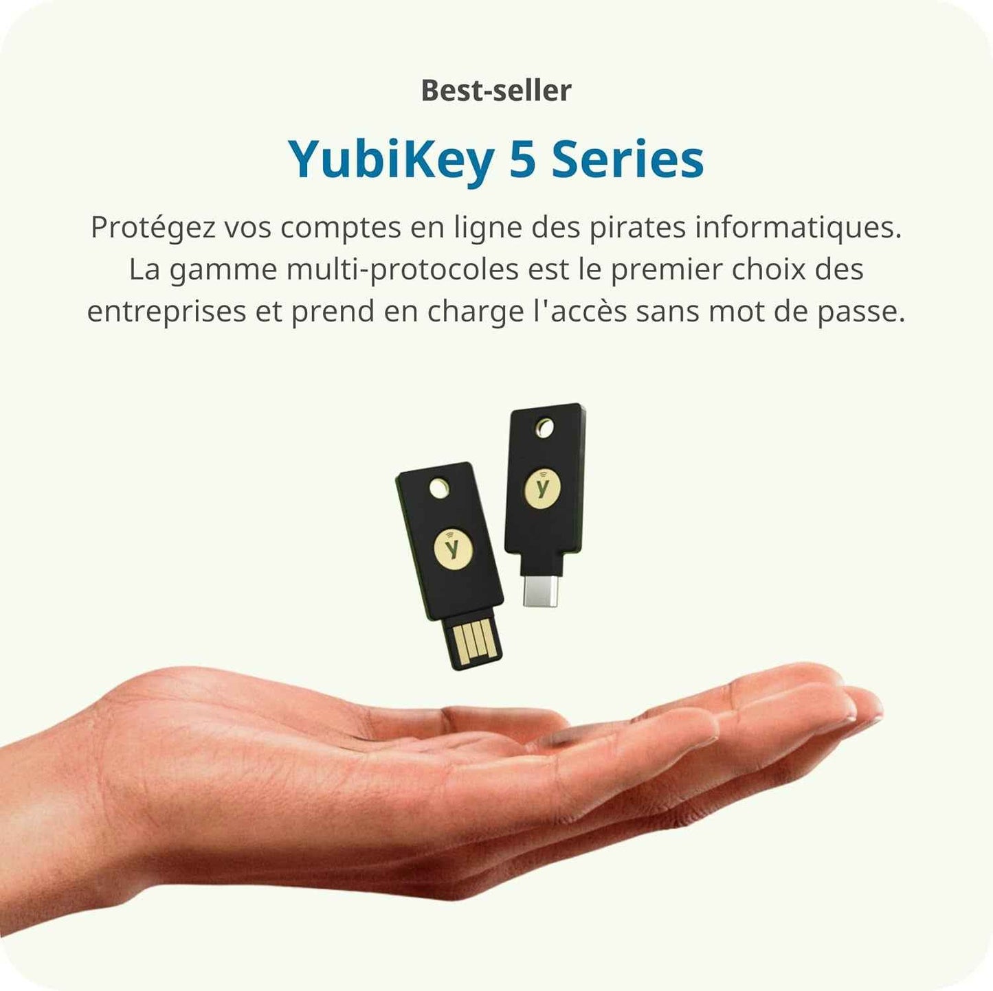 - Yubikey 5 NFC - Clé De Sécurité Pour L'Authentification À Deux Facteurs (2FA), Connexion via USB-A Ou NFC, Certification FIDO - Protection De Vos Comptes En Ligne