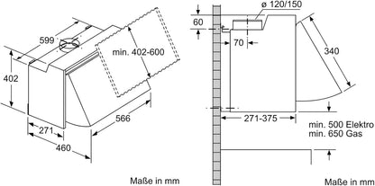 Bosch DEM66AC00 Série 2 - Hotte Escamotable | 60 Cm, Argenté, Eclairage LED