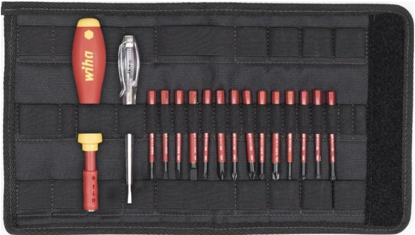 Tournevis Porte-Embout Isolé Avec 14 Embouts Slimvario Et Testeur De Tension (36068) Dans Trousse Pliable | (36068) Electrician Tools | Slimbit I Slotted, Phillips, Torx, Plusminus, Voltage Tester I Screwdriver Set
