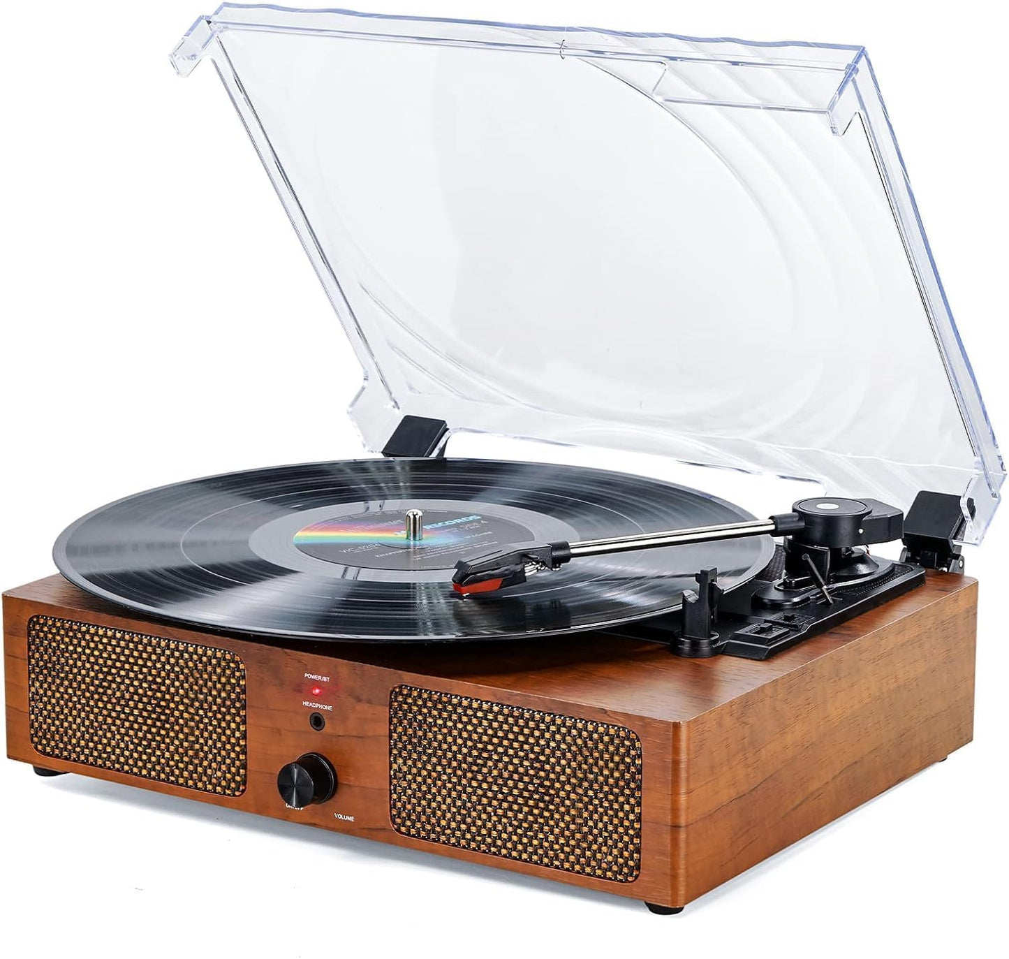 Platine Vinyle Bluetooth, Tourne Disque Avec 2 Haut-Parleurs Stéréo, Trois Vitesse 33/45/78, Prise En Charge De Usb/Aux-In/Sortie Rca,Phonographe Portable Pour Le Divertissement Et La Décoration