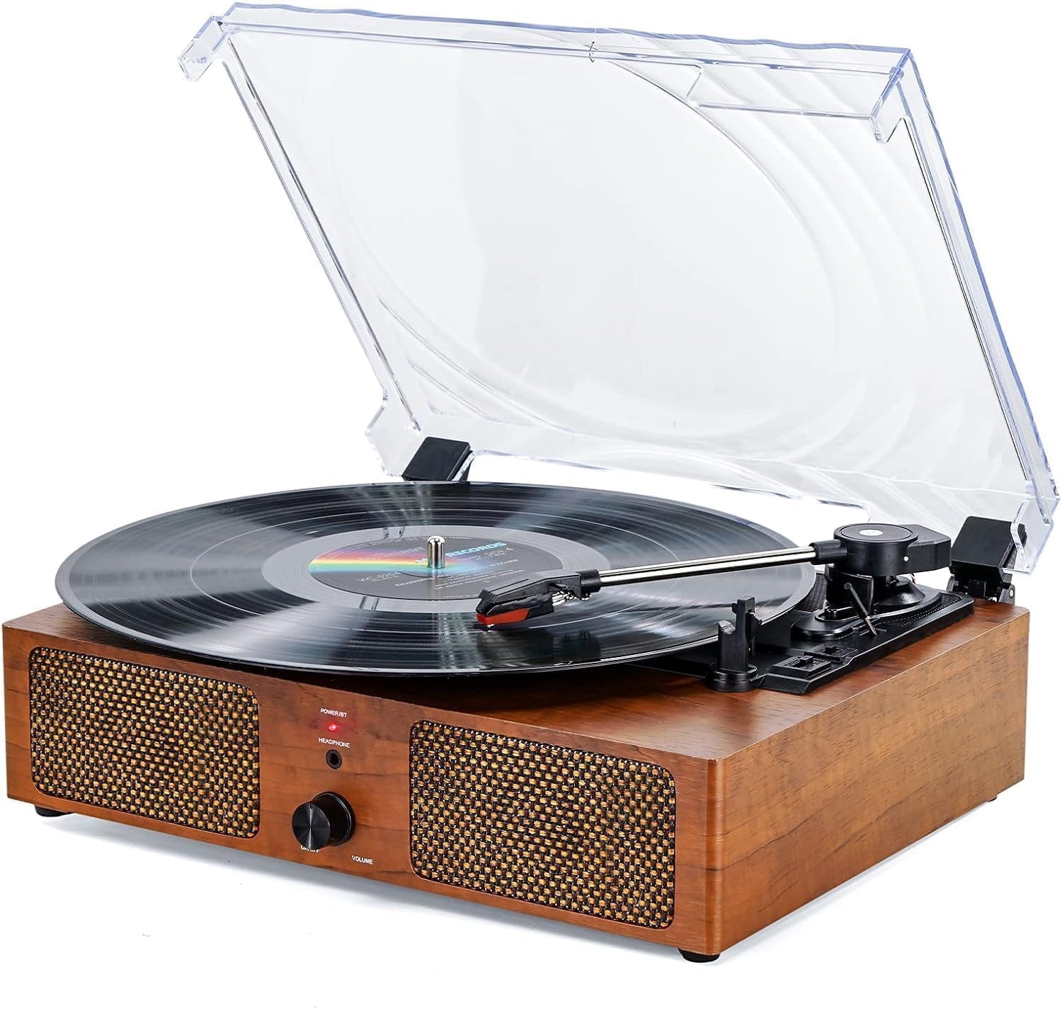 Platine Vinyle Bluetooth, Tourne Disque Avec 2 Haut-Parleurs Stéréo, Trois Vitesse 33/45/78, Prise En Charge De Usb/Aux-In/Sortie Rca,Phonographe Portable Pour Le Divertissement Et La Décoration