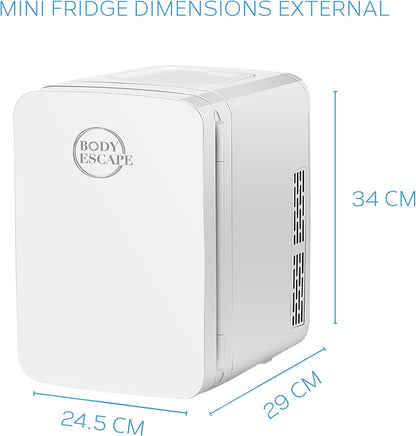 Body Escape Mini Réfrigérateur Pour Soins De La Peau Et Maquillage - Mini Réfrigérateurs Beauté À Porte En Verre - Réfrigérateur Portable, Compact, Et Silencieux Pour Le Maquillage - 10L - Blanc