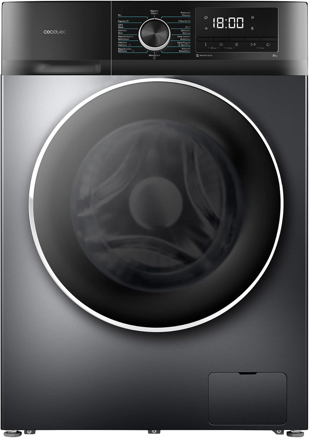 Lavadora 8 Kg Carga Frontal Bolero Dresscode 8500 Inverter Steel A. 1900 W, 1400 Rpm, Motor Inverter Plus, Bajo Consumo, 16 Programas, Steammax, Delay Start, Acero