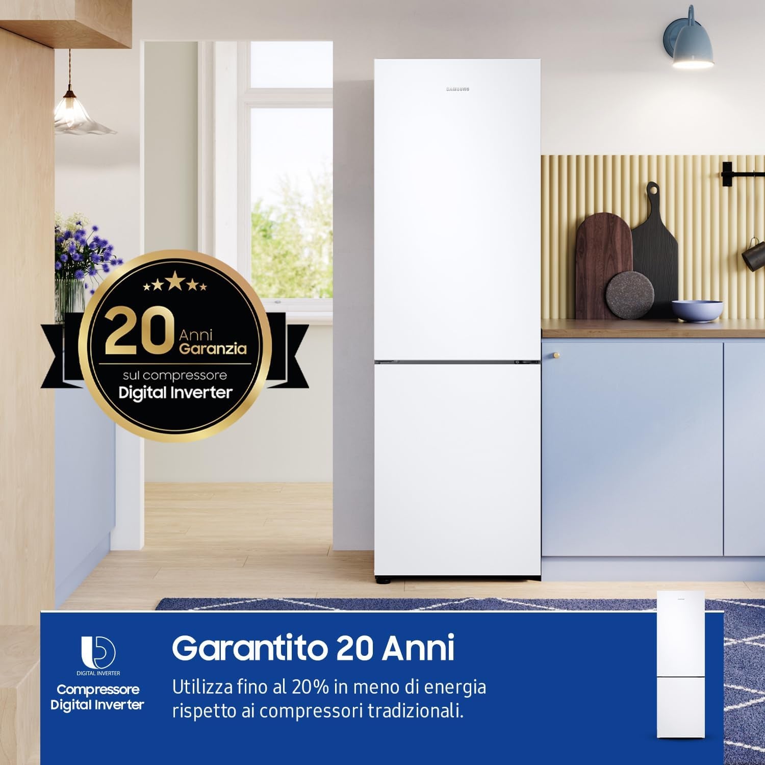 Réfrigérateur Congélateur -  - RB33B610EWW - 344L - 185Cm - E - No Frost - Poignées Int Côté - Blanc