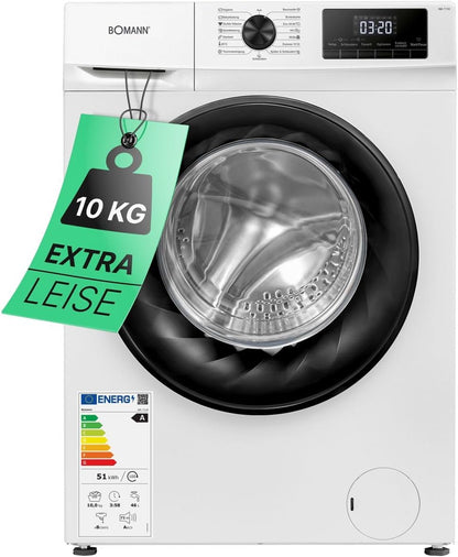 Bomann WA 7110 10Kg Frontlader Waschmaschine, 60 Cm Breit, 1400U/Min, 15 Programme, LED Display, Kindersicherung, Weiß
