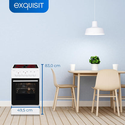 Exquisit ECM 5-4 Cuisinière Blanc Plaque Avec Zone À Induction a - Fours Et Cuisinières (Cuisinière, Blanc, Rotatif, Devant, Plaque Avec Zone À Induction, Verre-Céramique)