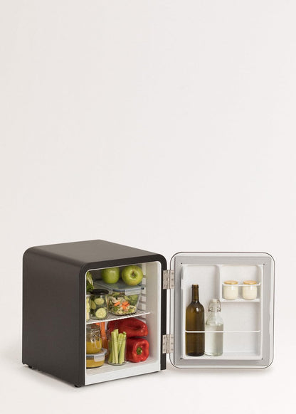RETRO FRIDGE 50 SAND - Réfrigérateur Noir Poignée Sable / 85 W, Mini Bar, Une Étagère, Design Rétro, 50 Cm, Deux Étagères, Capacité De 48 L, Économie D'Énergie, 50 X 44 X 49,8 Cm