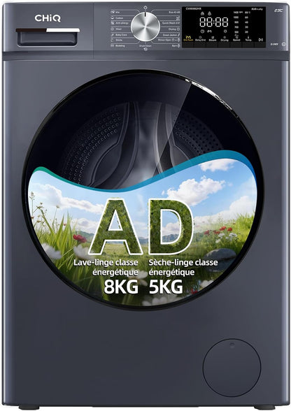 8/5Kg Lave-Linge Séchant Avec Classe A/D Pour Petit Foyer Gris | Lavage Vapeur, Programme Literie, Baby Care, Doudoune, Moteur Inverter, 1400 T/Min, 520Mm, 76Db, CW85862HX