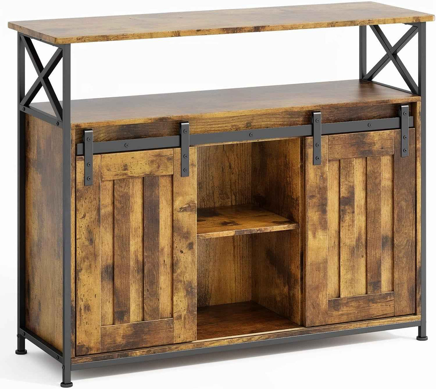 Buffet De Salon, Meuble De Rangement, Rétro | Style Campagnard, 2 Portes Coulissantes, Étagères Réglables, Structure MDF, Pour Salon Et Salle À Manger, 33 X 100 X 80 Cm