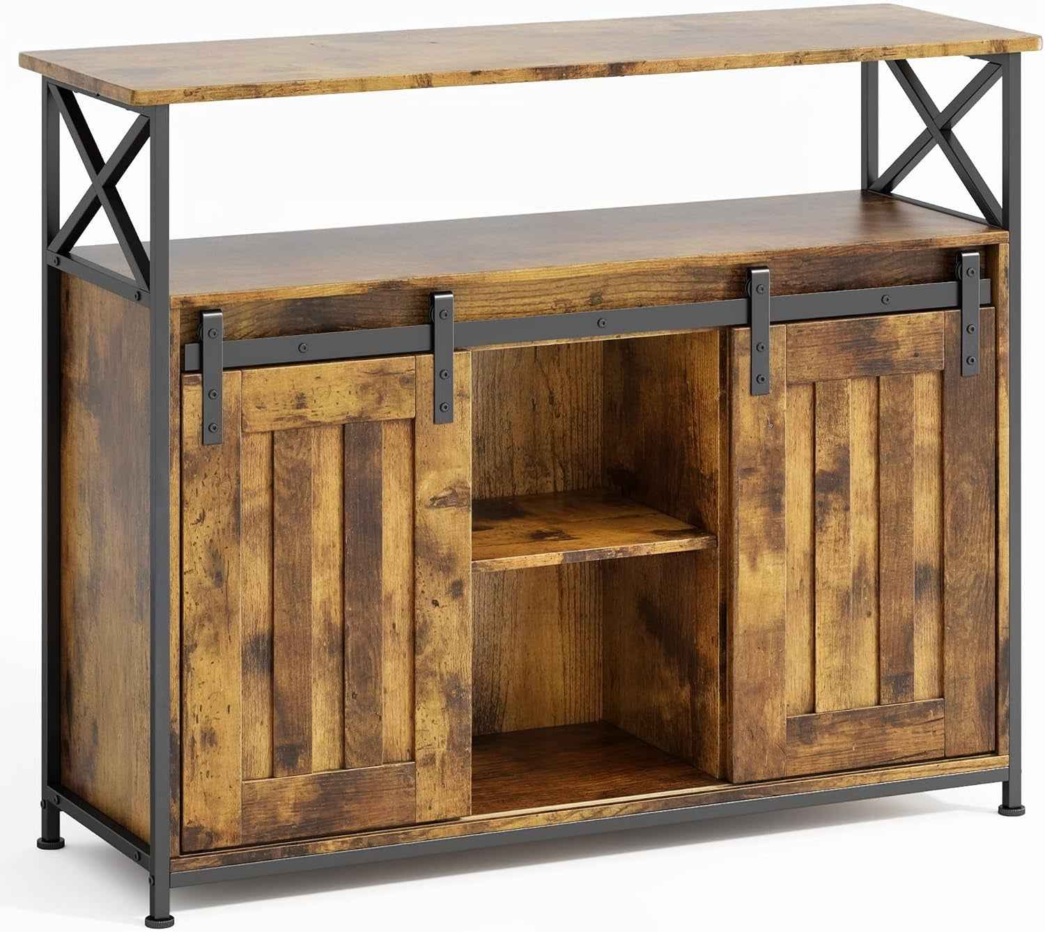 Buffet De Salon, Meuble De Rangement, Rétro | Style Campagnard, 2 Portes Coulissantes, Étagères Réglables, Structure MDF, Pour Salon Et Salle À Manger, 33 X 100 X 80 Cm