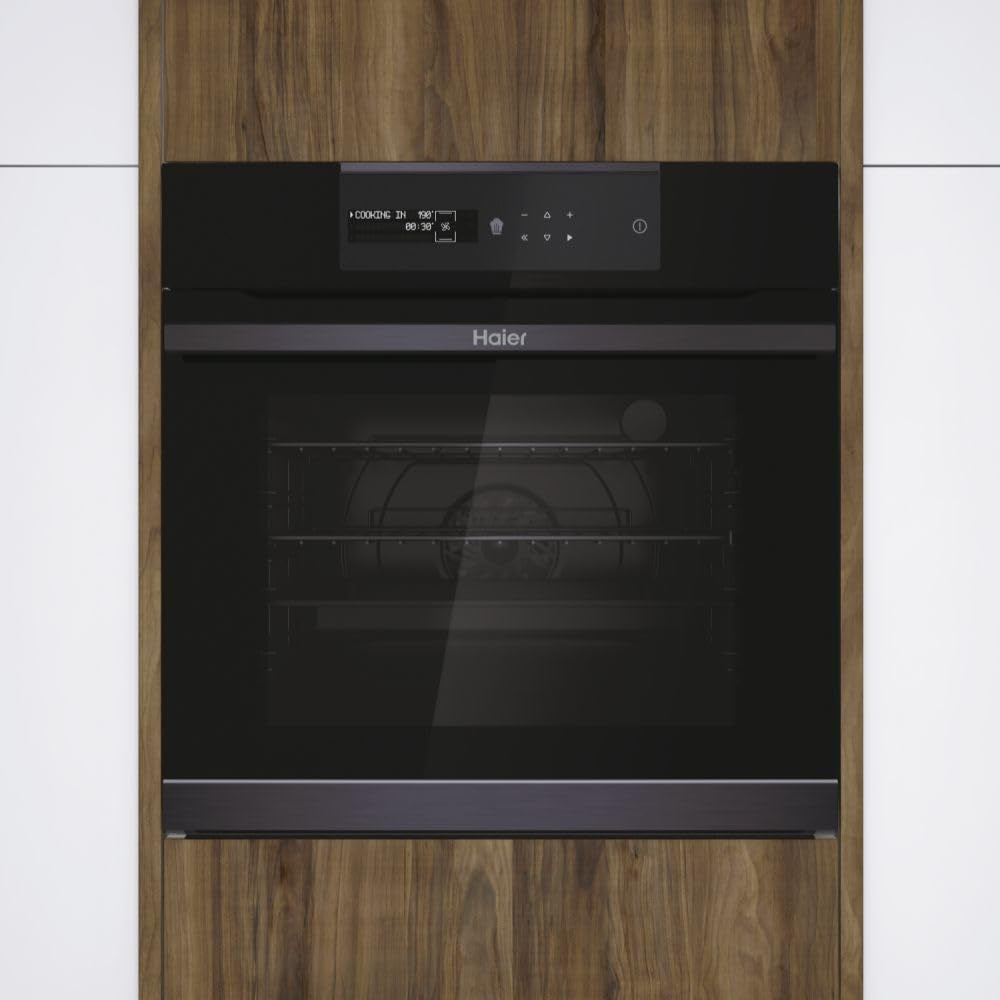 I-Message Serie 4 HWO60SM5B9BH Four Pyrolyse - Multi-Niveaux, 70L, 9 Fonctions, Wi-Fi + BLE, Sonde Thermique, Climatech, Double Éclairage Latéral, Noir, Classe A+