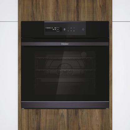 I-Message Serie 4 HWO60SM5B9BH Four Pyrolyse - Multi-Niveaux, 70L, 9 Fonctions, Wi-Fi + BLE, Sonde Thermique, Climatech, Double Éclairage Latéral, Noir, Classe A+