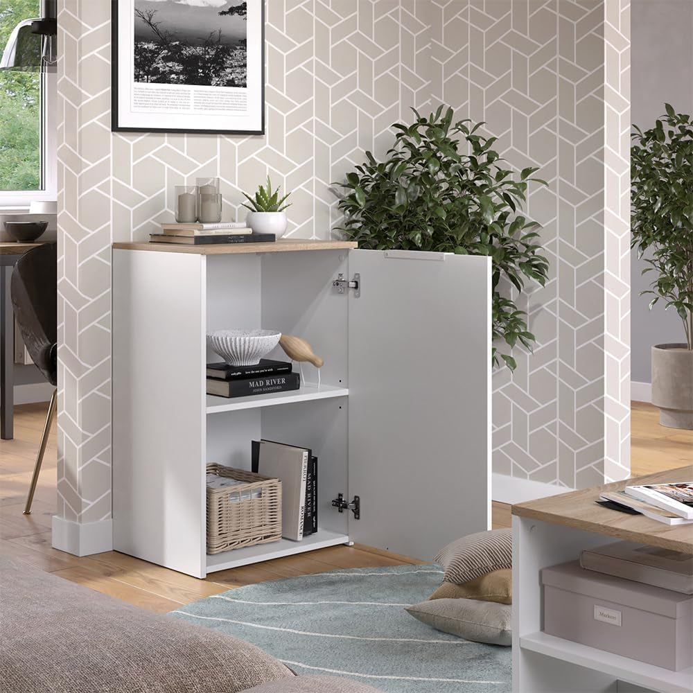 Commode Wido, Blanc, 50X80Cm | Avec Étagère, Pour Le Rangement Et L’Organisation Peu Encombrante