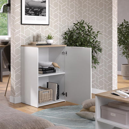 Commode Wido, Blanc, 50X80Cm | Avec Étagère, Pour Le Rangement Et L’Organisation Peu Encombrante