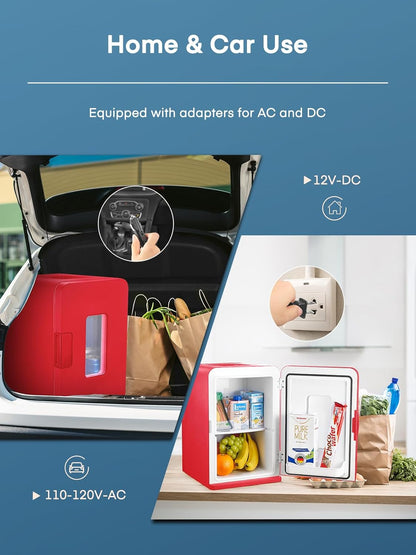 Mini Frigo De Chambre 15L/21 Canettes, Petit Frigo Portable 240V/12V, Mode Silencieux, Fonction Chaud/Froid, Frigo Cosmetique