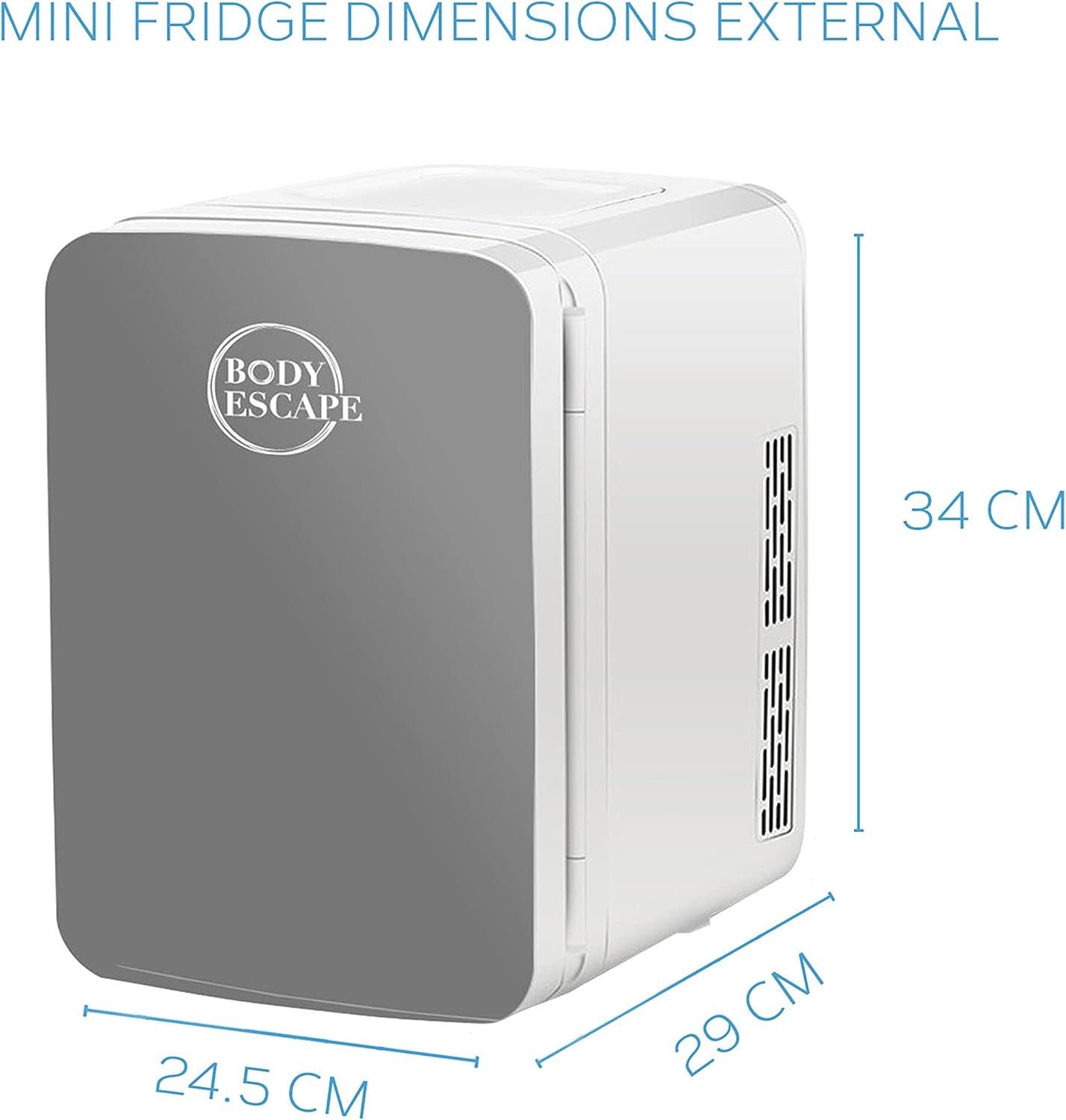 Body Escape Mini Réfrigérateur Pour Soins De La Peau Et Maquillage - Mini Réfrigérateurs Beauté À Porte En Verre - Réfrigérateur Portable, Compact, Et Silencieux Pour Le Maquillage - 10L - Gris
