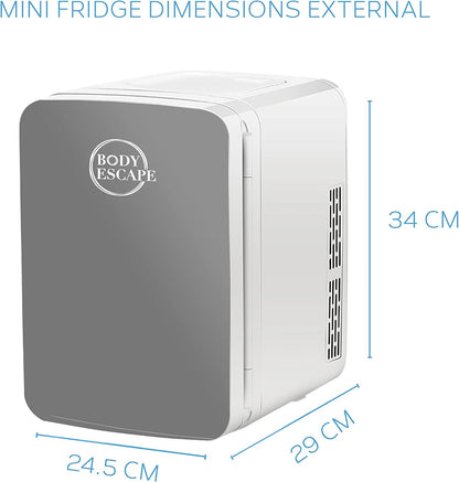 Body Escape Mini Réfrigérateur Pour Soins De La Peau Et Maquillage - Mini Réfrigérateurs Beauté À Porte En Verre - Réfrigérateur Portable, Compact, Et Silencieux Pour Le Maquillage - 10L - Gris